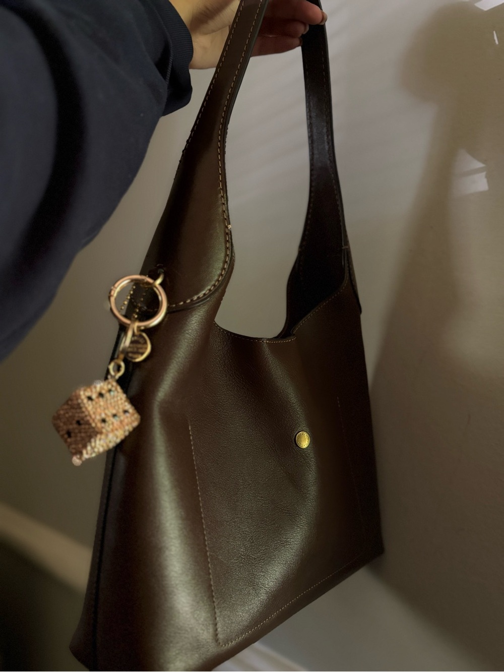 Coach Dark Brown Leather Hobo Bag with Gold Hardware - Picture 5 of 5